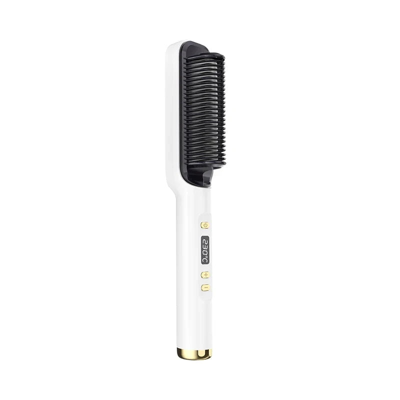 2-in-1 Electric Hair Straightener & Curling Comb LCD Display