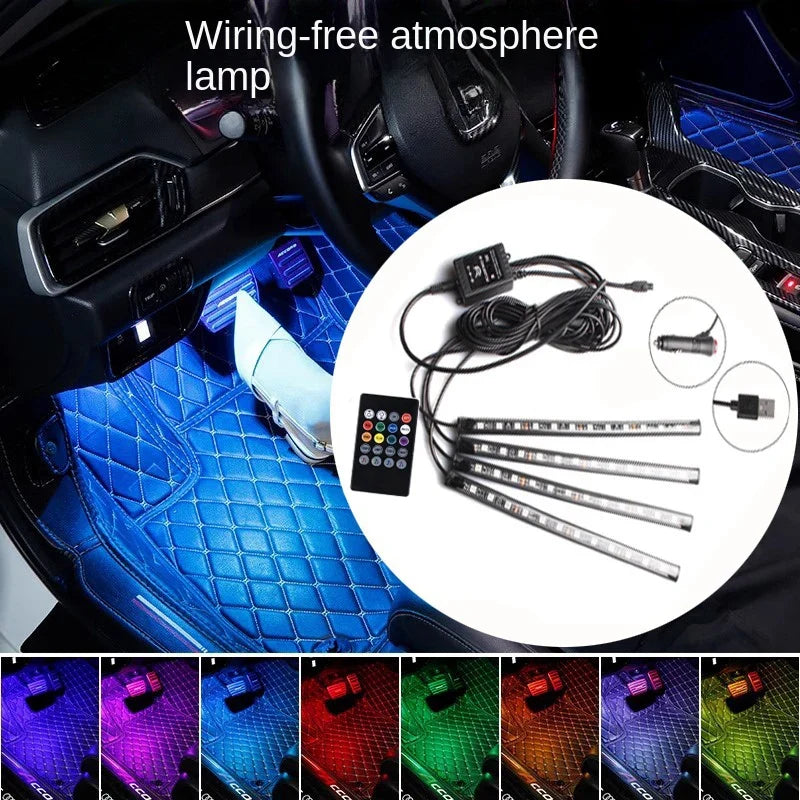 Car RGB LED Interior Ambient Light Strip Kit – 8 Colors 4 PCS