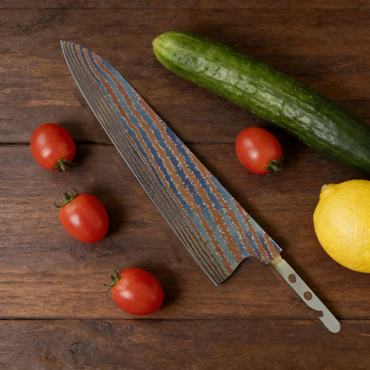 Hand Forged Damascus Timascus Chef Knife Blank Blade – DIY