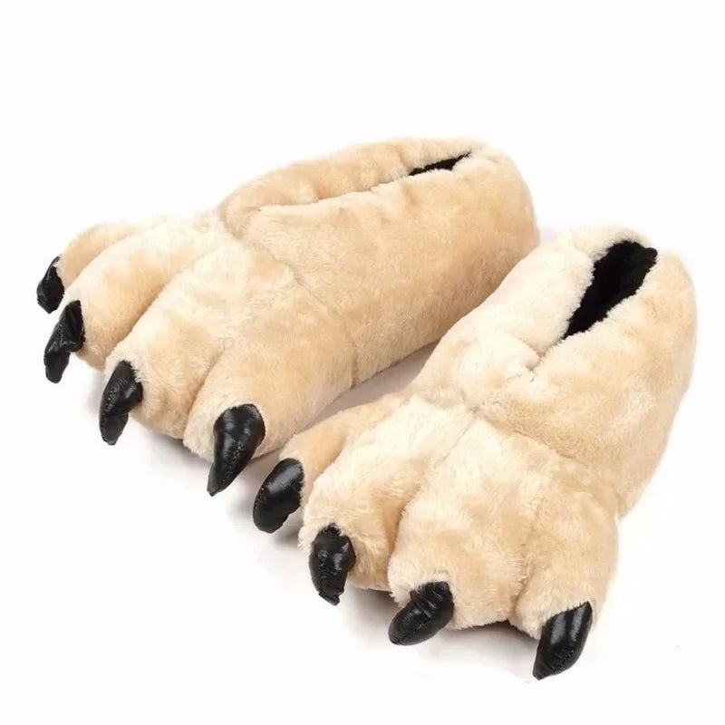Lorilury Animal Paw Fluffy Slippers – Novelty Fur Slides