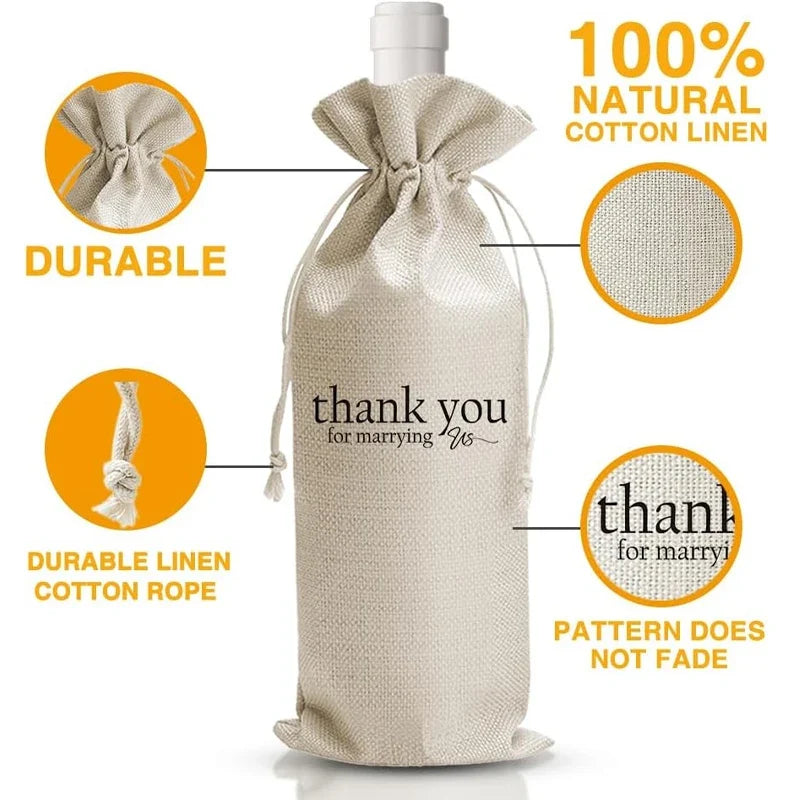 Thank You for Marrying Us Drawstring Wine Bag | Wedding Gift