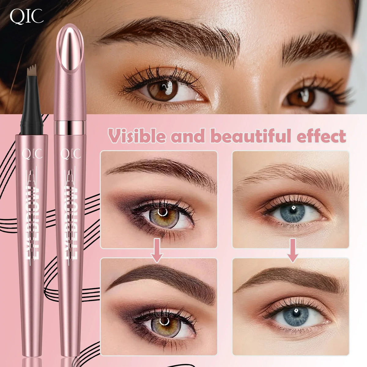 QIC 4-Fork Tip 3D Microblading Eyebrow Pencil – Waterproof