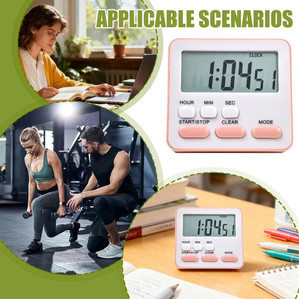 Digital Kitchen Timer 24-Hour Countdown Alarm Large Display