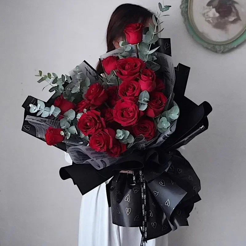 Waterproof Heart Pattern Bouquet Wrapping Paper Decorative Flower