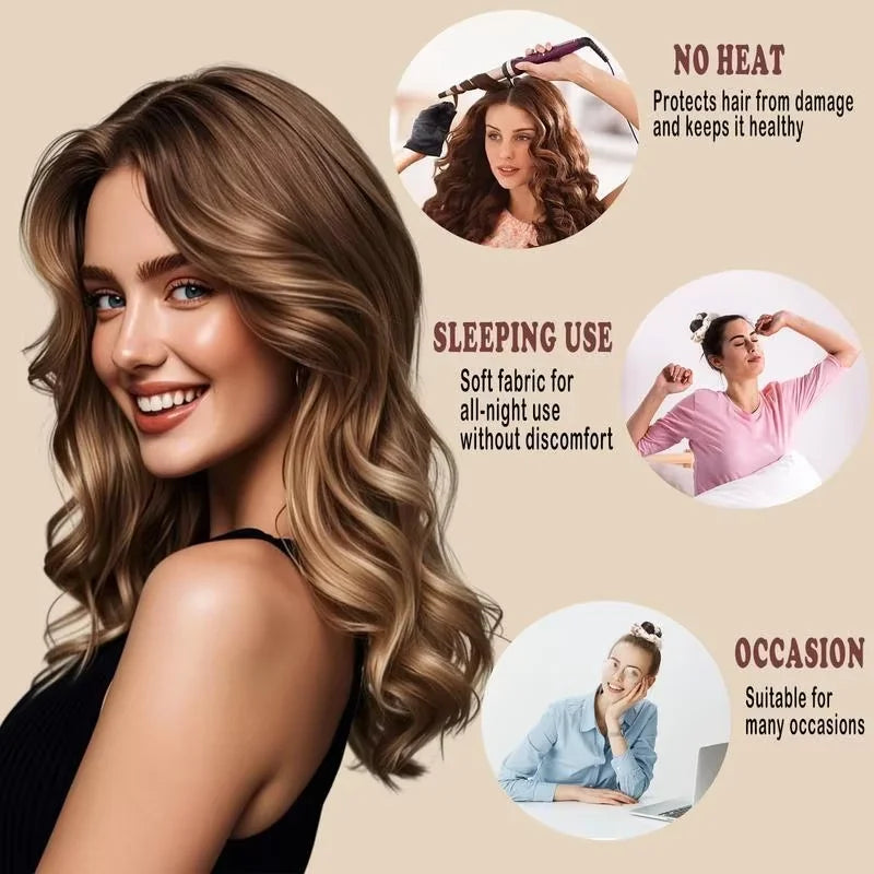 Satin Elastic Headband & Heatless Curl Tool – 8 Colors