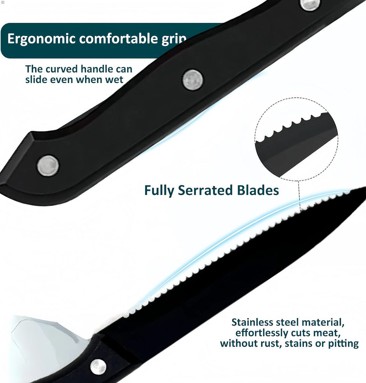 Steak Knives Set 1–12 Pc | Serrated Stainless Steel Dinner Knife