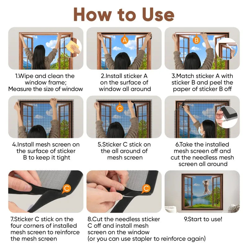 Self-Adhesive Window Mosquito Net | No-Drill Invisible Mesh Screen