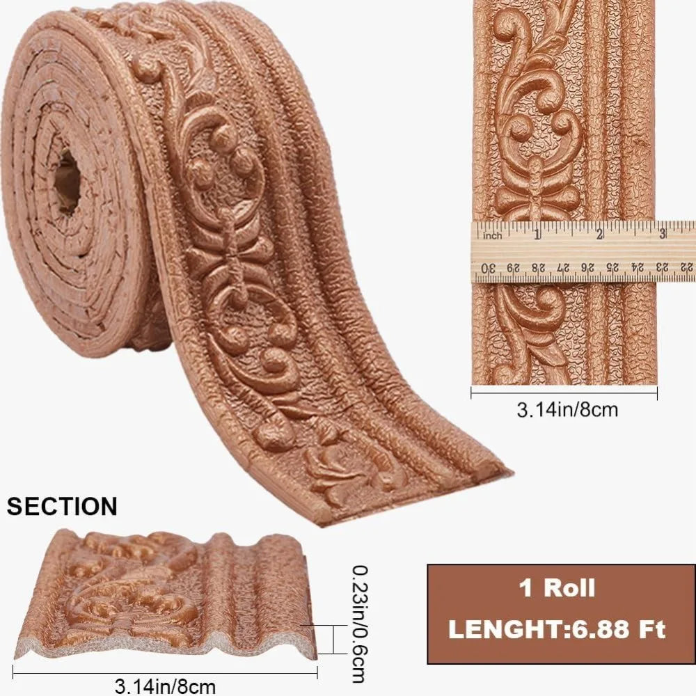 3D Peel & Stick Foam Wall Trim 82.5" – Brown Molding Border