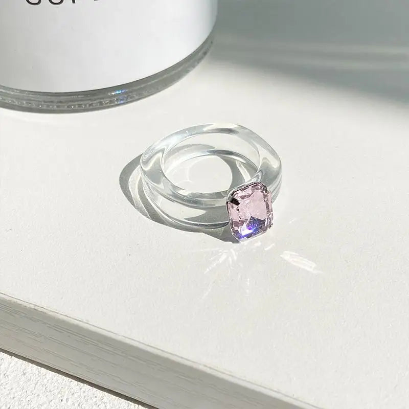 Colorful Zircon Resin Ring – Sweet Fashion Jewelry Gift