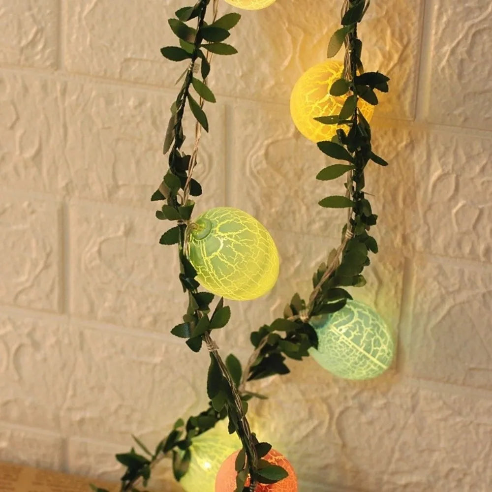 Easter Egg LED Light Garland – 2M Twig Wreath, 10 Lights