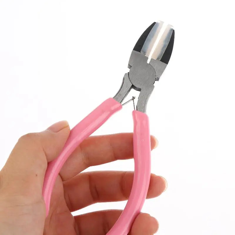 Non-slip PVC Handle Flat Nose Pliers Double Nylon Jaw Jewelry Plier