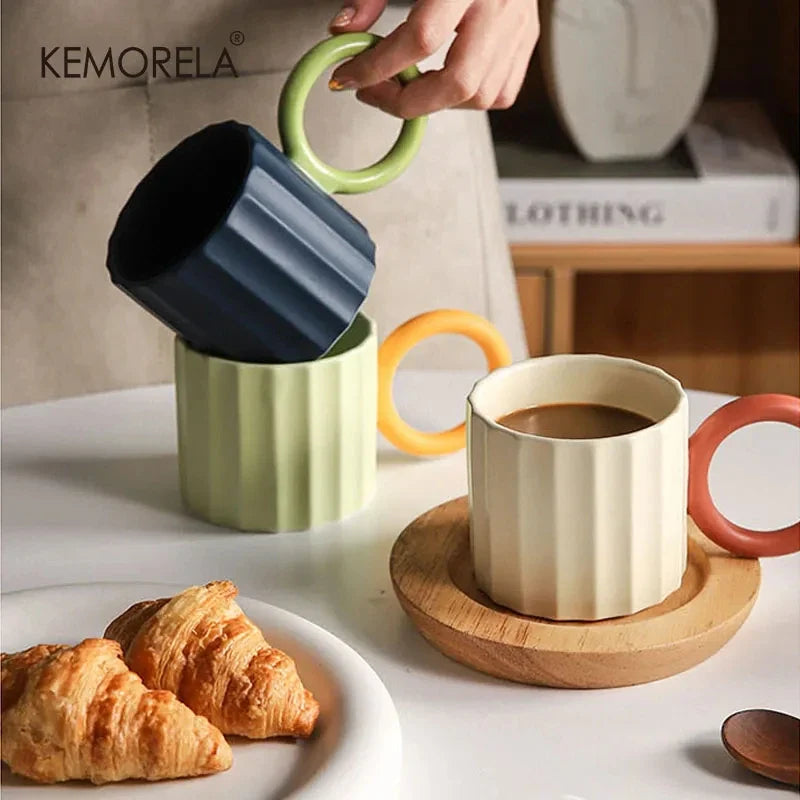 KEMORELA Nordic Ceramic Coffee Mug – Microwave Safe Gift