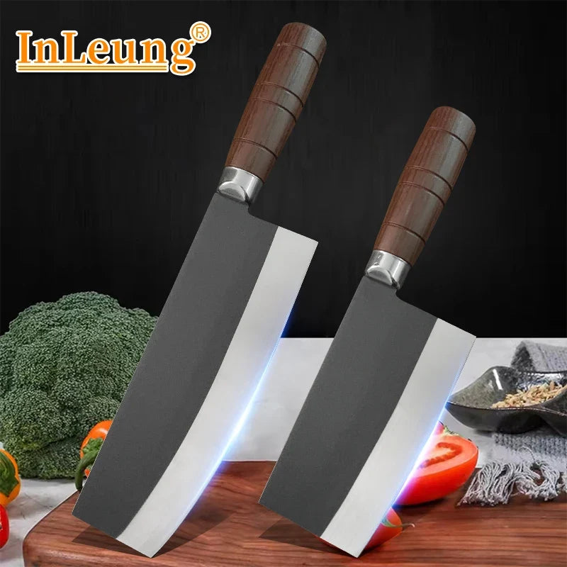 Forged Stainless Steel Cleaver – Wood Handle Chef Knife