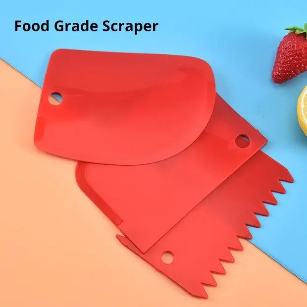 3-Piece Plastic Dough Scraper Set – Baking & Cake Decorating