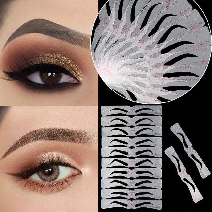 12 Reusable Eyebrow Stencils & Razor – DIY Brow Shaping Kit