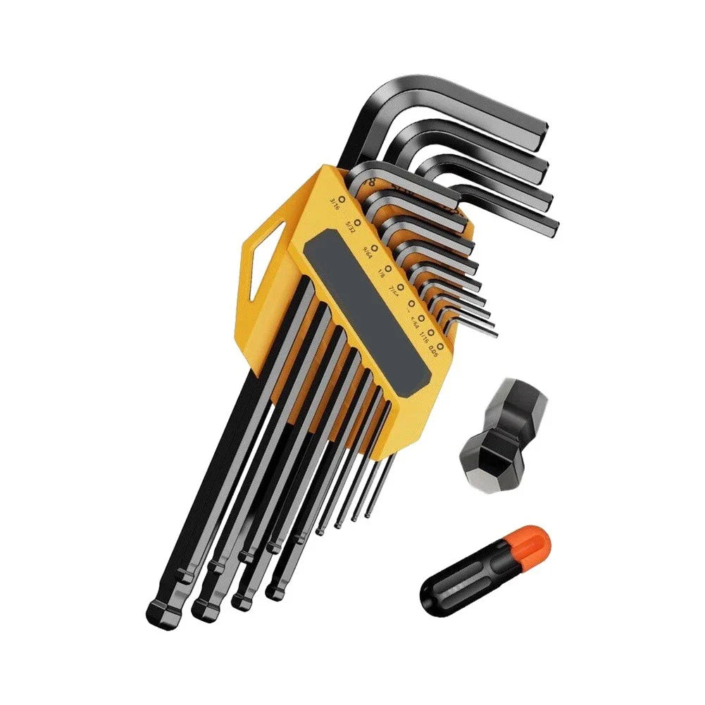 9/13pc Ball-End Hex Key Set – Inch & Metric Allen Wrenches
