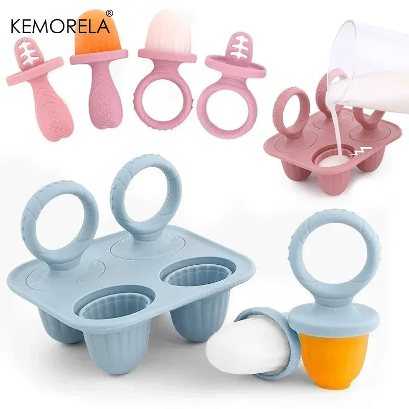 4-Cavity Silicone Baby Popsicle Mold – DIY Ice Cream Stick Mold