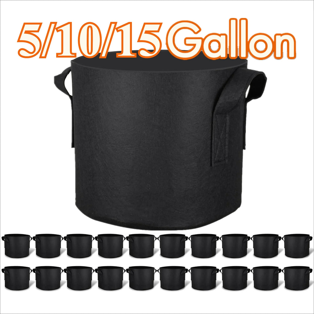 Felt Fabric Grow Bags 5–20 Pack | 5 to 15 Gallon Plant Pots