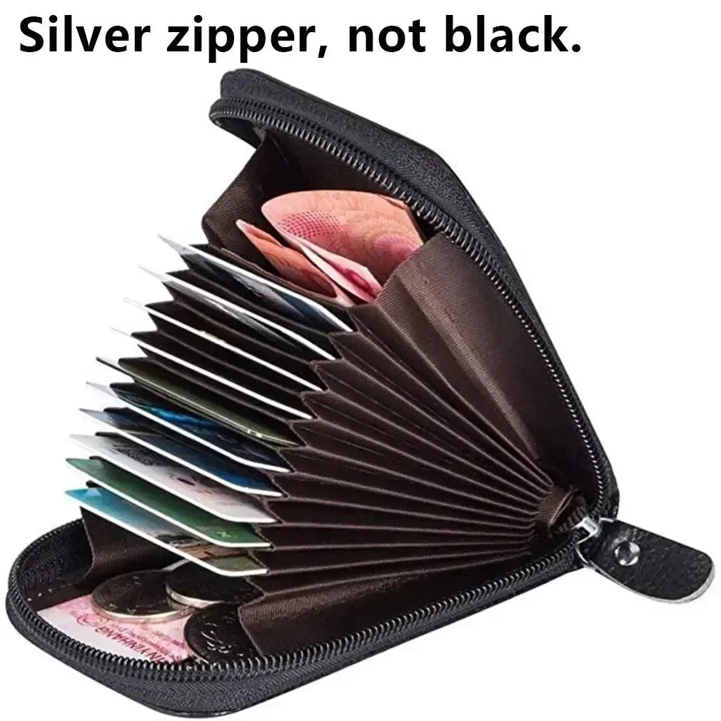 Korean PU Leather Card Organizer Wallet | Zipper Card Bag
