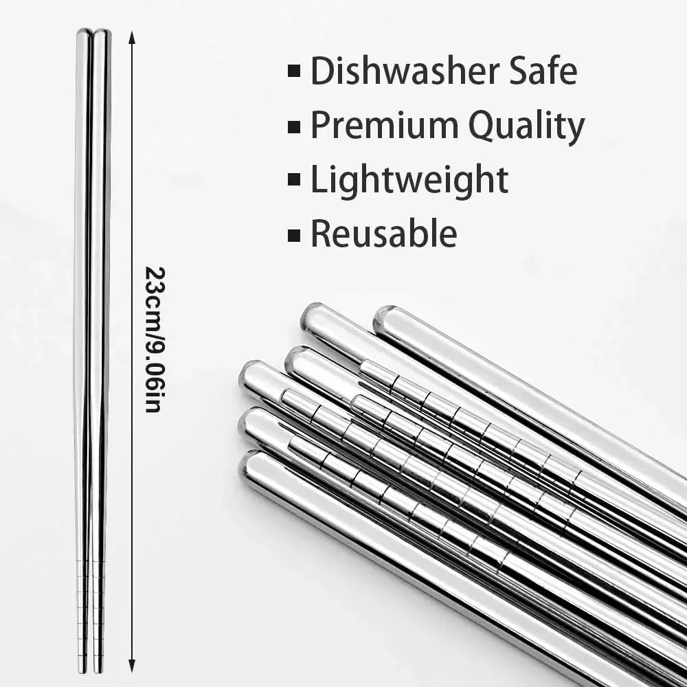Stainless Steel Chopsticks Set – Non-Slip Reusable Cutlery