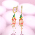 Huitan Pink Tulip Enamel Drop Earrings | Women's Fashion Jewelry