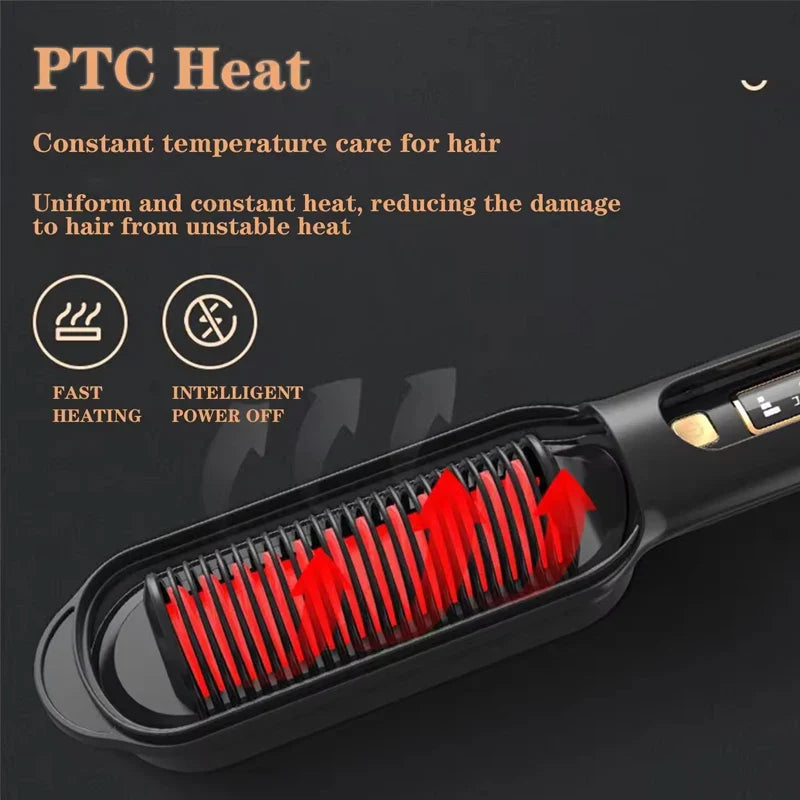 Ceramic Hair Straightening Brush | Multi-Temp Styling Tool