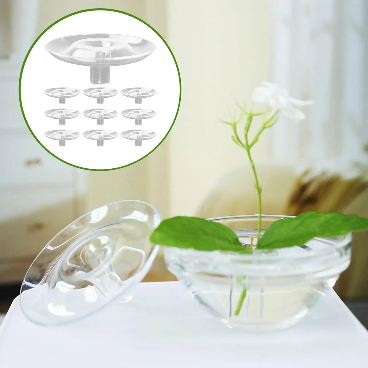 10-Piece Transparent Floating Floral Stem Holders for Vases