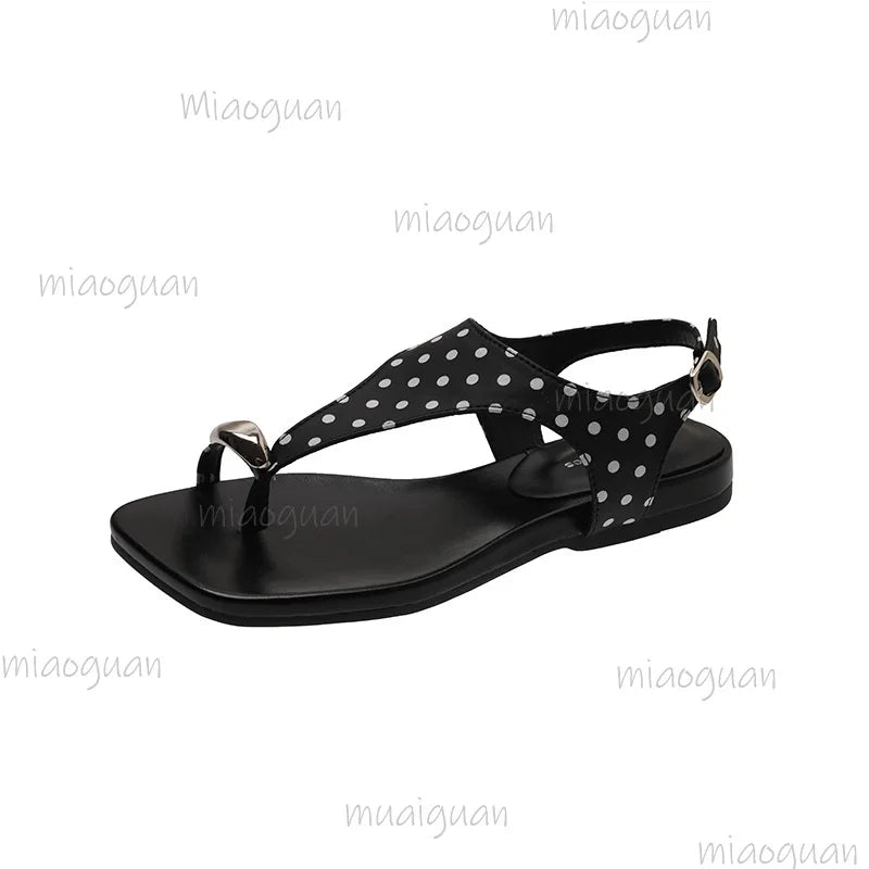Women's Gladiator Clip Toe Sandals – Buckle Strap Beach Flats