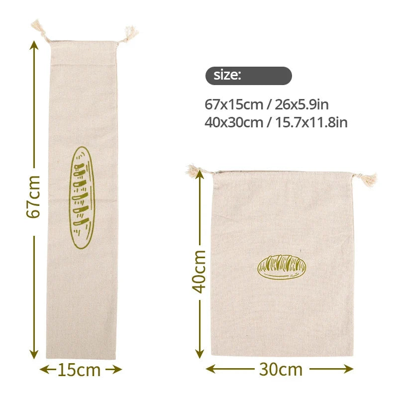 Linen Bread Bags Sourdough Homemade Reusable Storage Bag Fabric Home