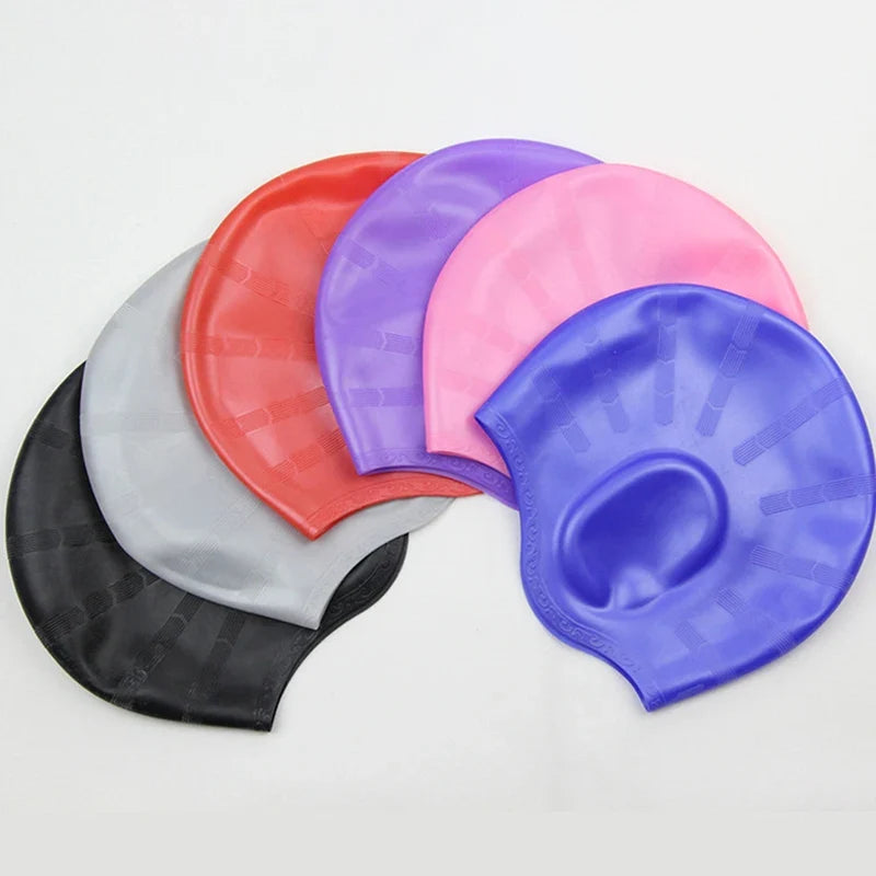 Adult Silicone Swimming Cap – Waterproof Ear Protection, Long Hair