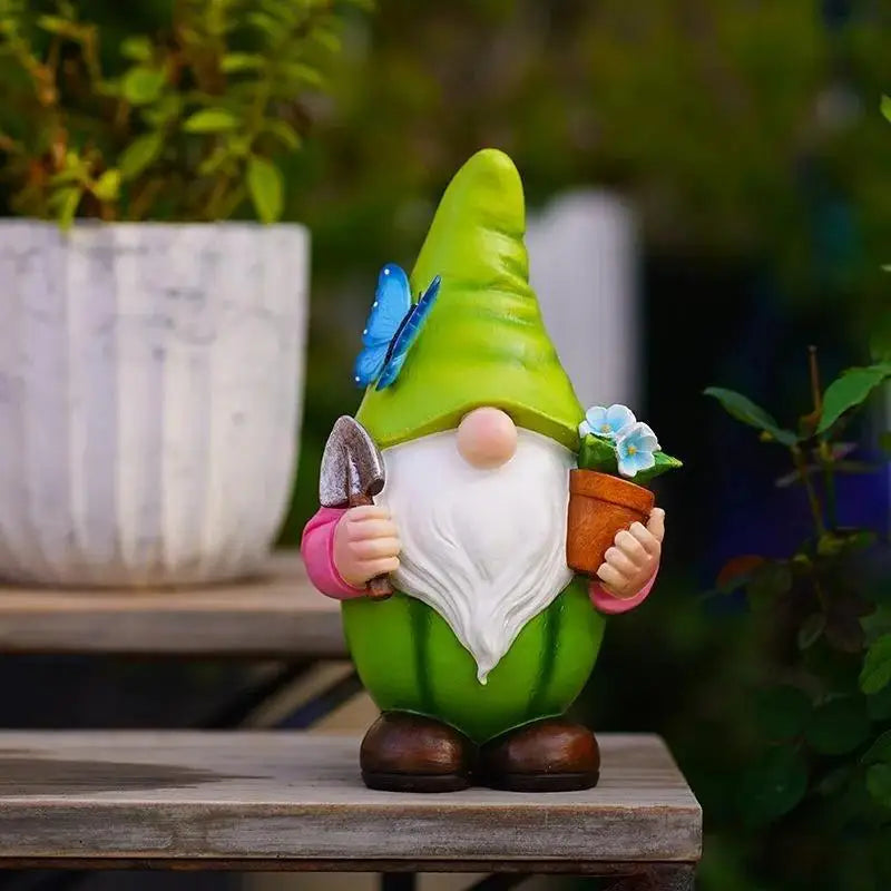 Solar Fruit Gnome Garden Statue – Resin Dwarf Sculpture Light