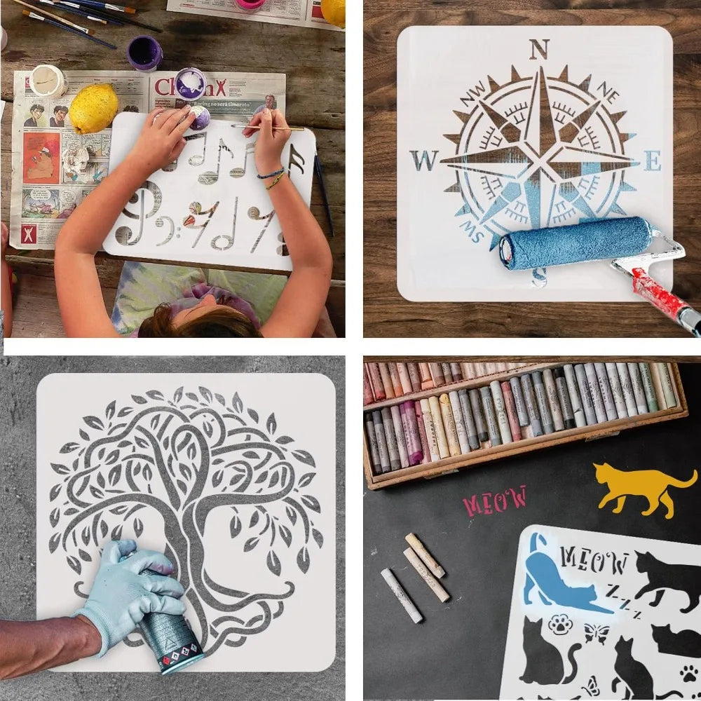 2-Pack Tree of Life Stencils – Man, Woman & Bird Branch Design
