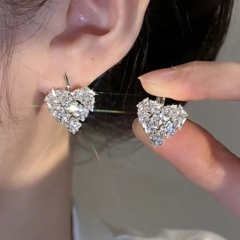 Huitan Heart Drop Earrings – Cubic Zirconia Women's Jewelry