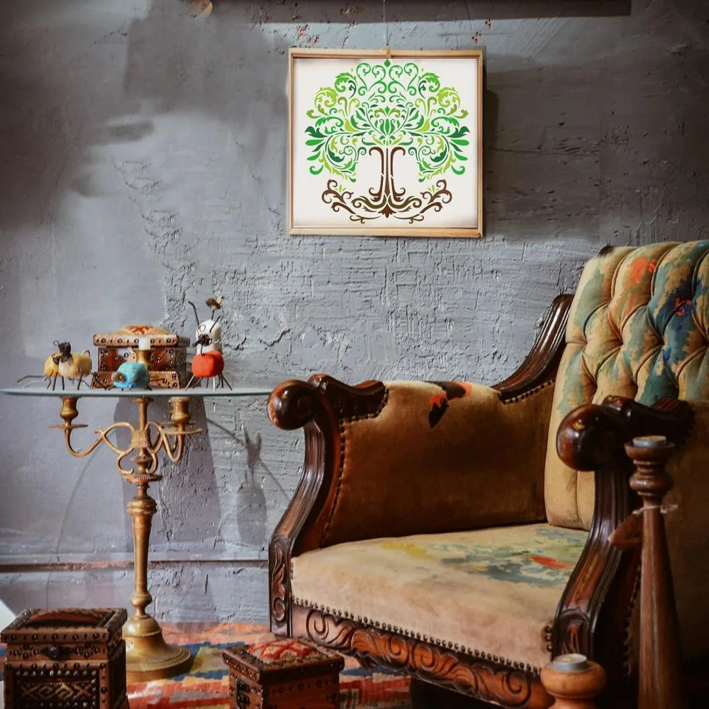Tree of Life Stencil 11.8" – Reusable Damask DIY Craft Template