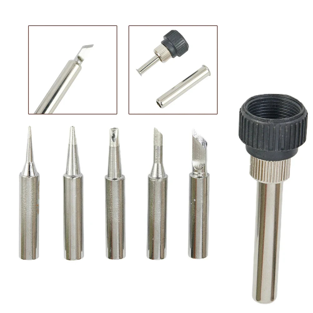 6-Piece 900M-T Soldering Iron Tips Set with Handle