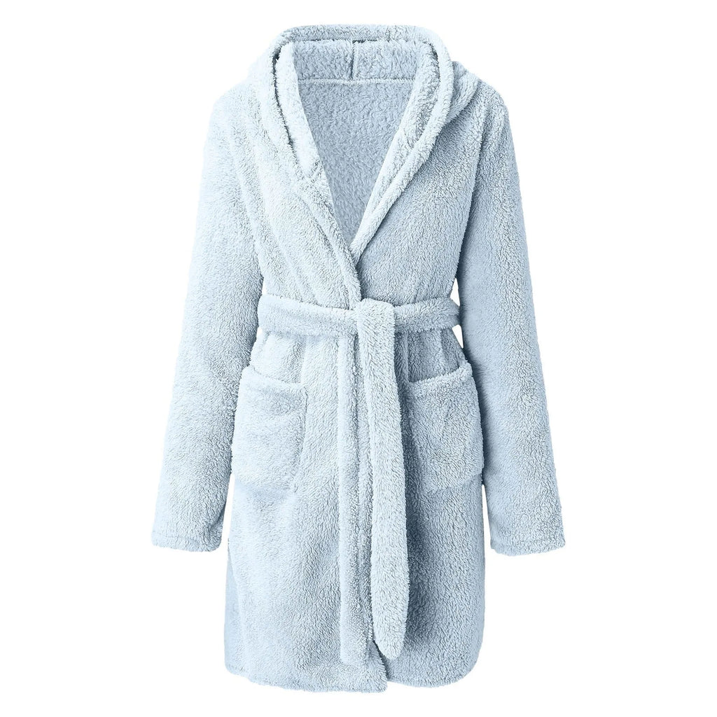 Women's Hooded Fuzzy Fleece Robe – Cozy Kimono Bathrobe