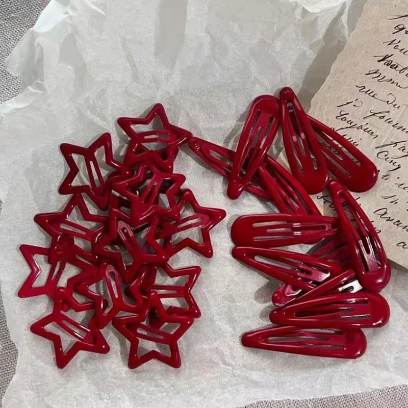5-Pack Red Star Metal Snap Hair Clips – Fashion Barrettes