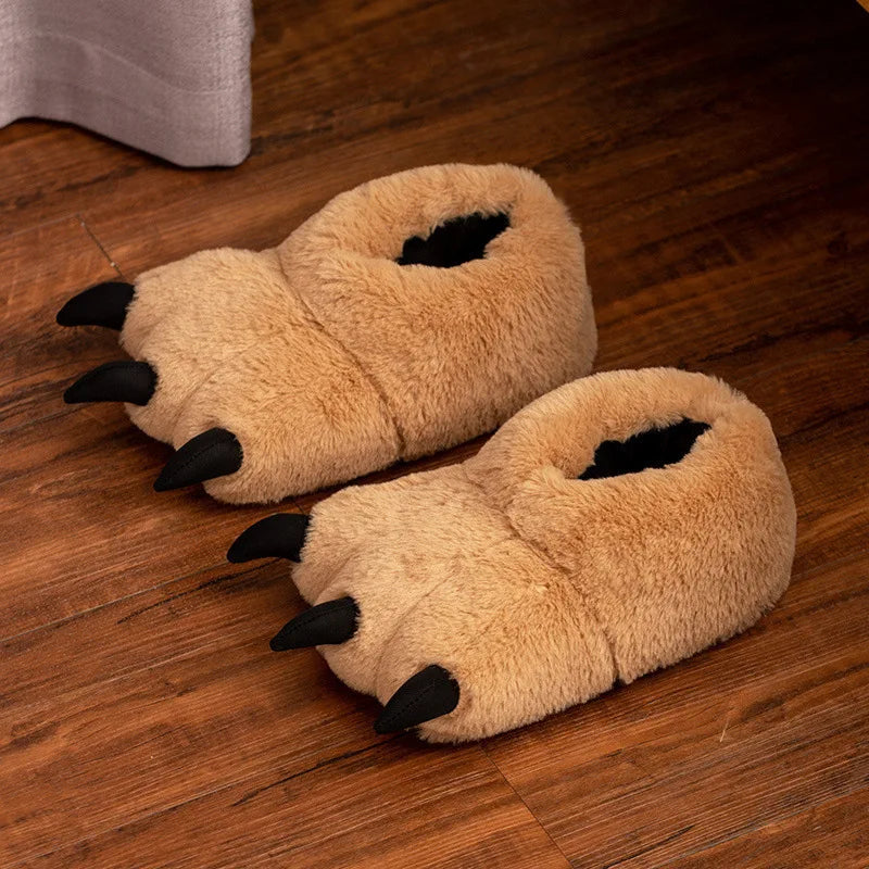 Women's Bear Paw Faux Fur Slippers – Cosy Animal House Shoes