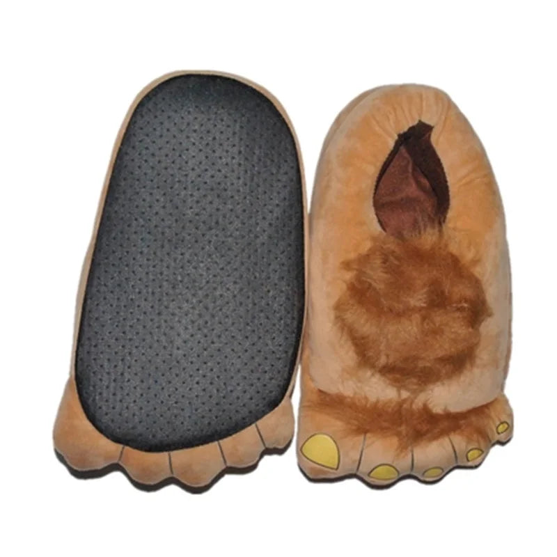 Chunky Faux Fur Paw Slippers – Unisex Novelty Indoor Shoes