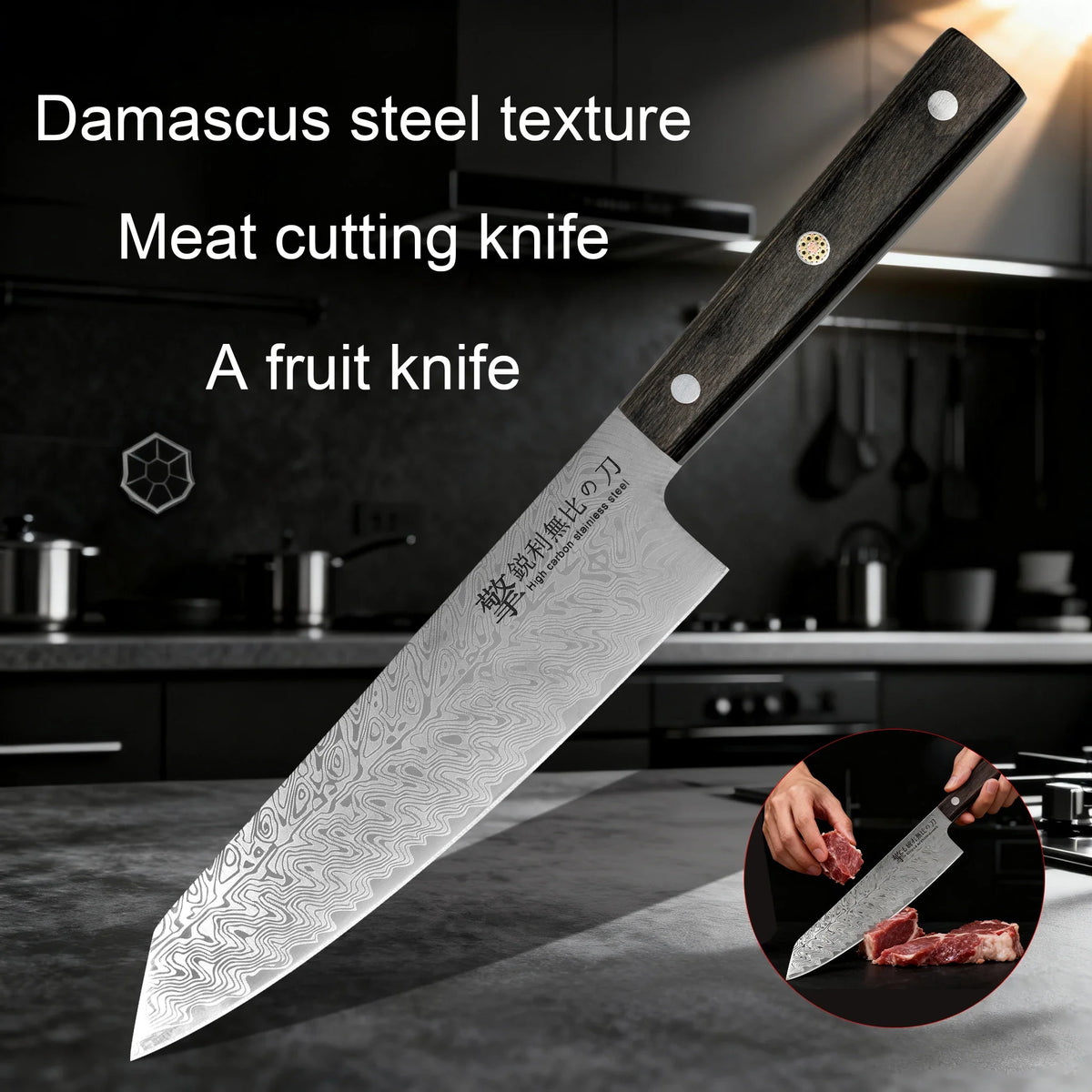 Damascus Kitchen Knife – Japanese Stainless Steel Petty Knife