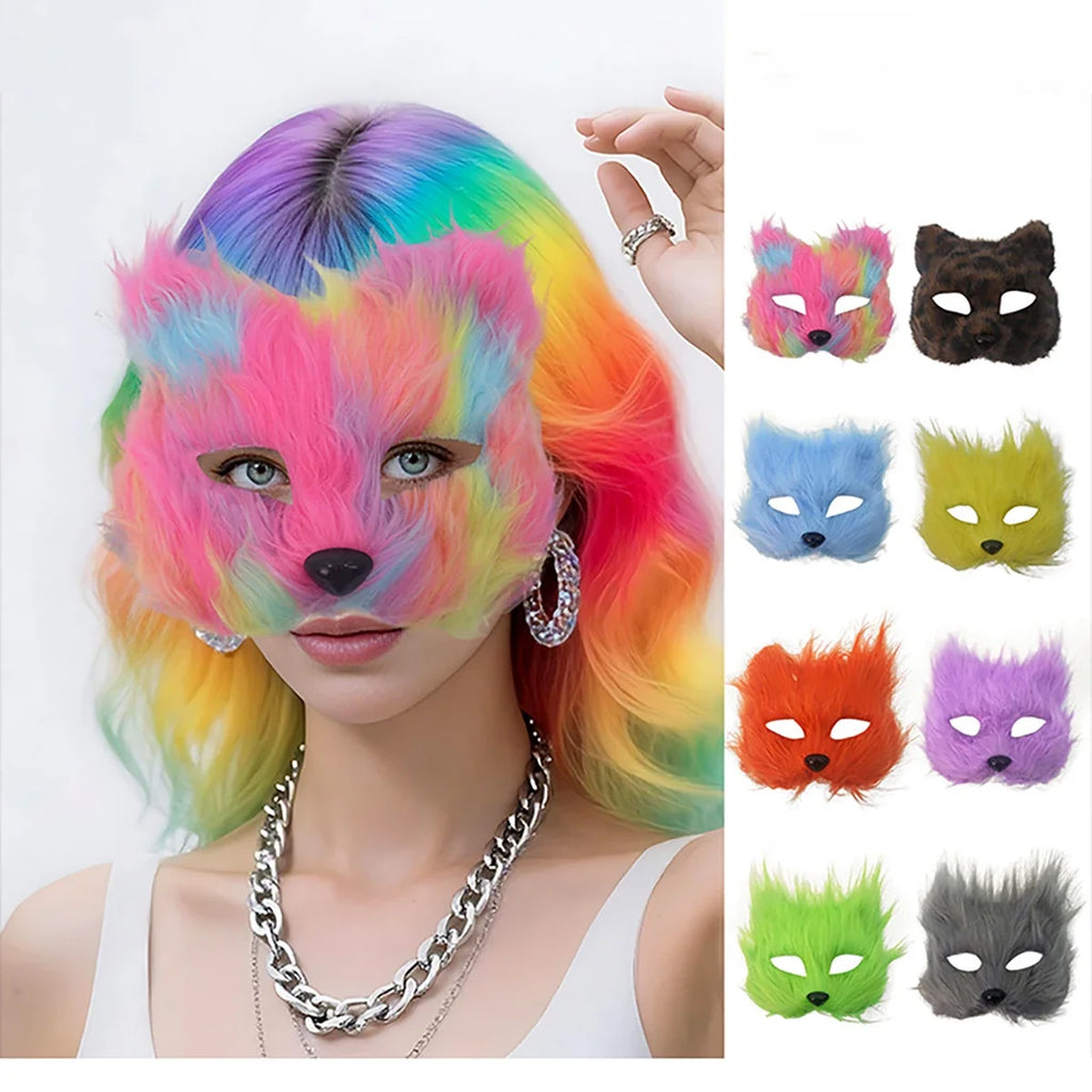 Halloween Animal Cosplay Fox Shape Half Face Eye Mask Sexy Cat