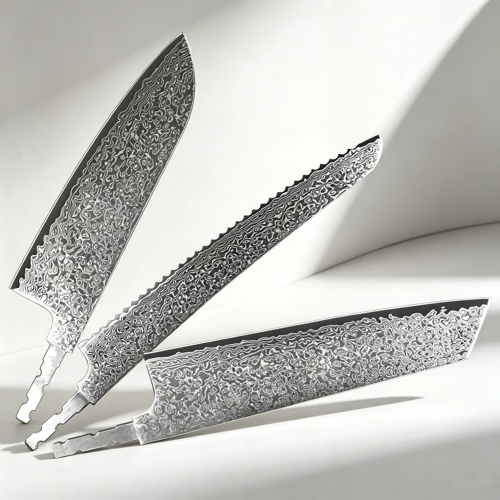 Hand Forged Damascus Steel Chef Knife Blade – 21.8cm