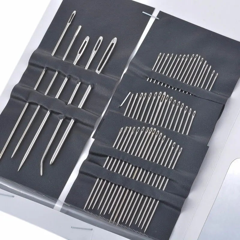 55-Piece Big Eye Stainless Steel Hand Sewing Needles Set