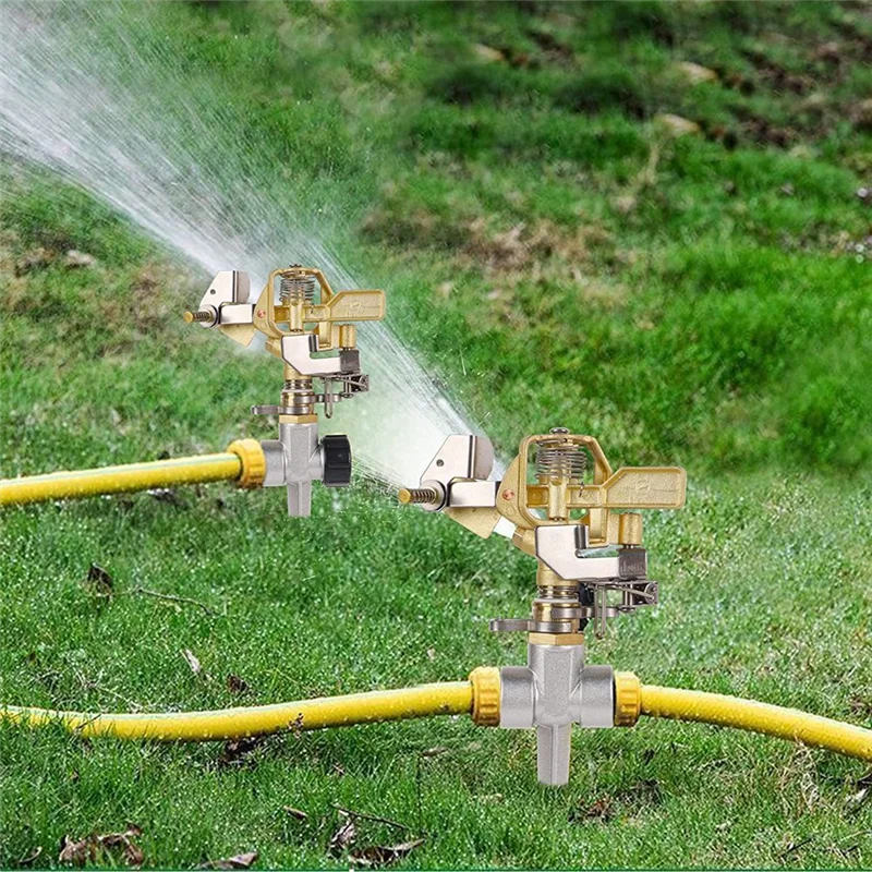 Brass Impact Sprinkler Heads 2-Pack | 1/2" 20–360° Adjustable