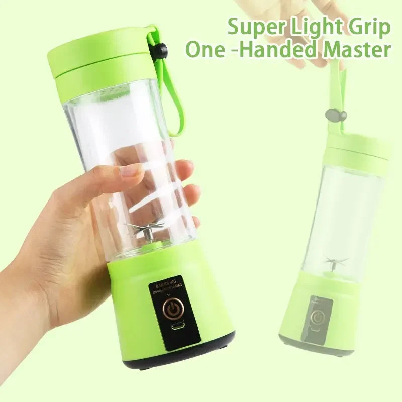 Portable Mini Electric Blender Juicer – 6-Blade USB Rechargeable