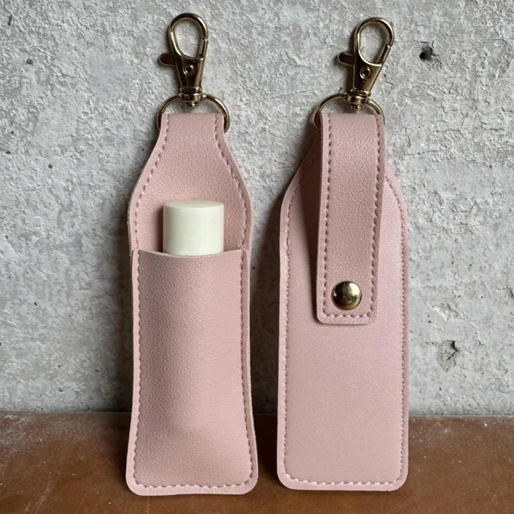 PU Leather Lipstick Holder Keychain | Lip Balm Pouch for Women