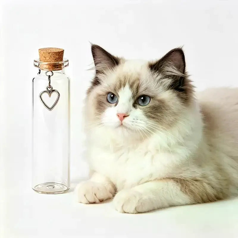 Pet Fur Keepsake Glass Bottle with Cork Stopper & Heart Charm