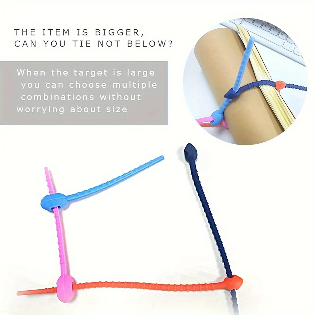 Silicone Reusable Cable Ties | Colorful Cable Management Organizer
