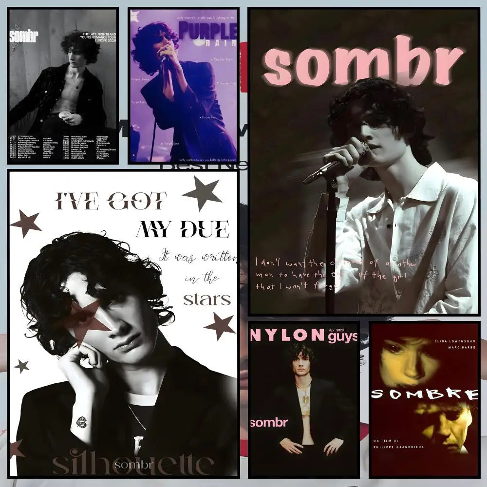 Singer Sombr Waterproof PVC Peel-and-Stick HD Wall Art Poster