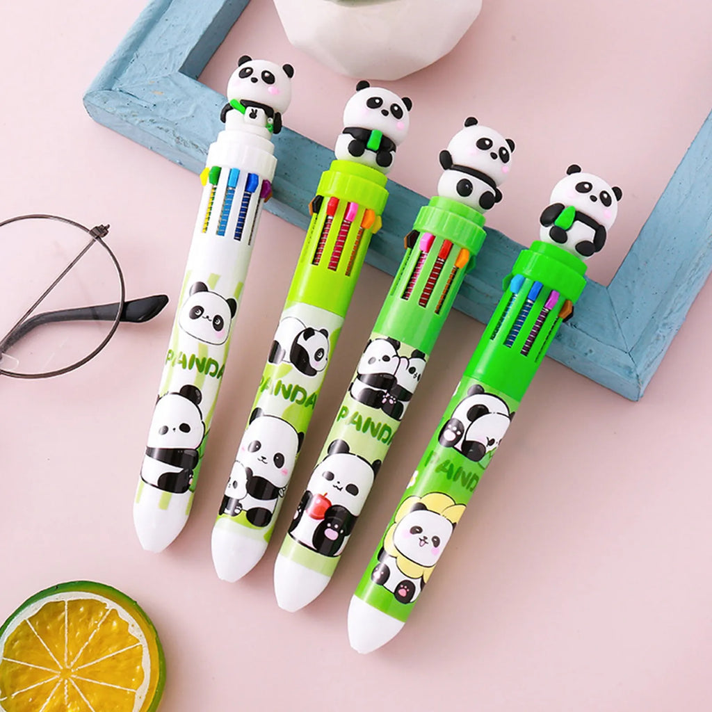 Cute Panda 10-in-1 Multicolor Ballpoint Pen | Kawaii Stationery